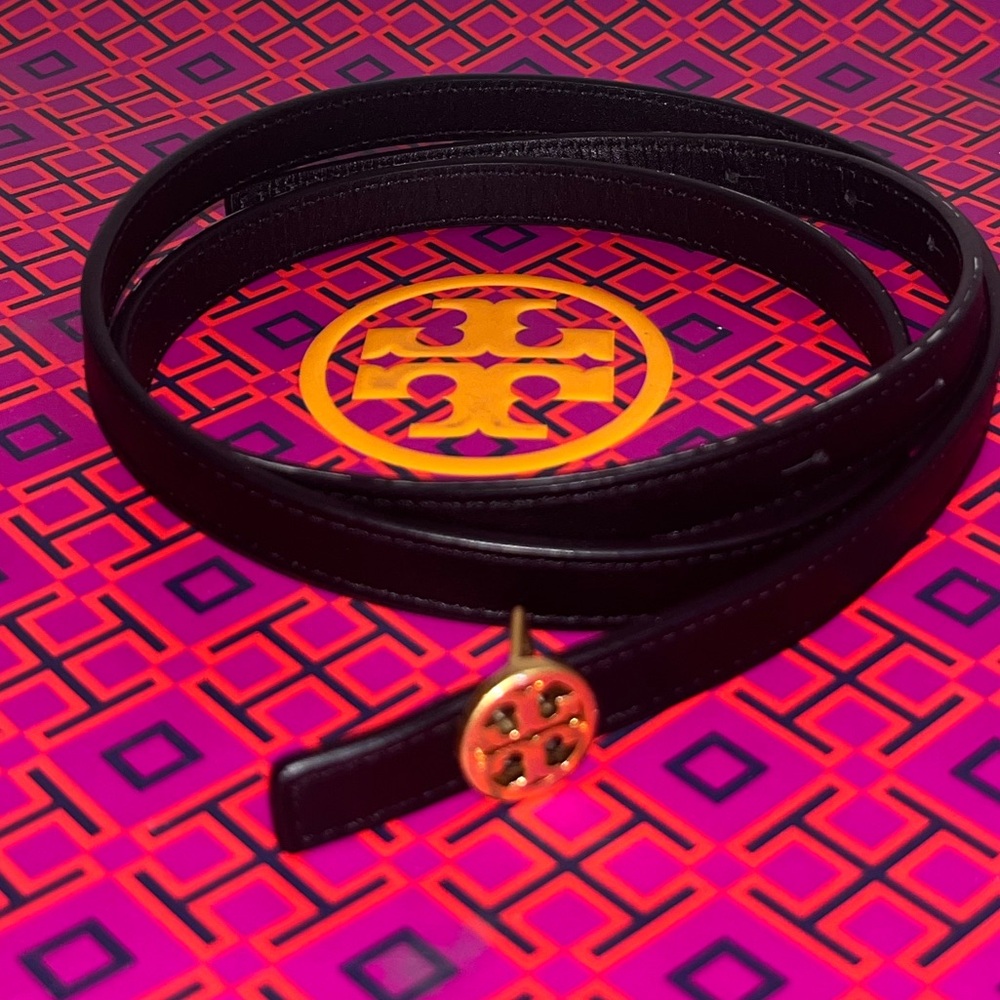 Tory Burch Black Belt with Gold Logo